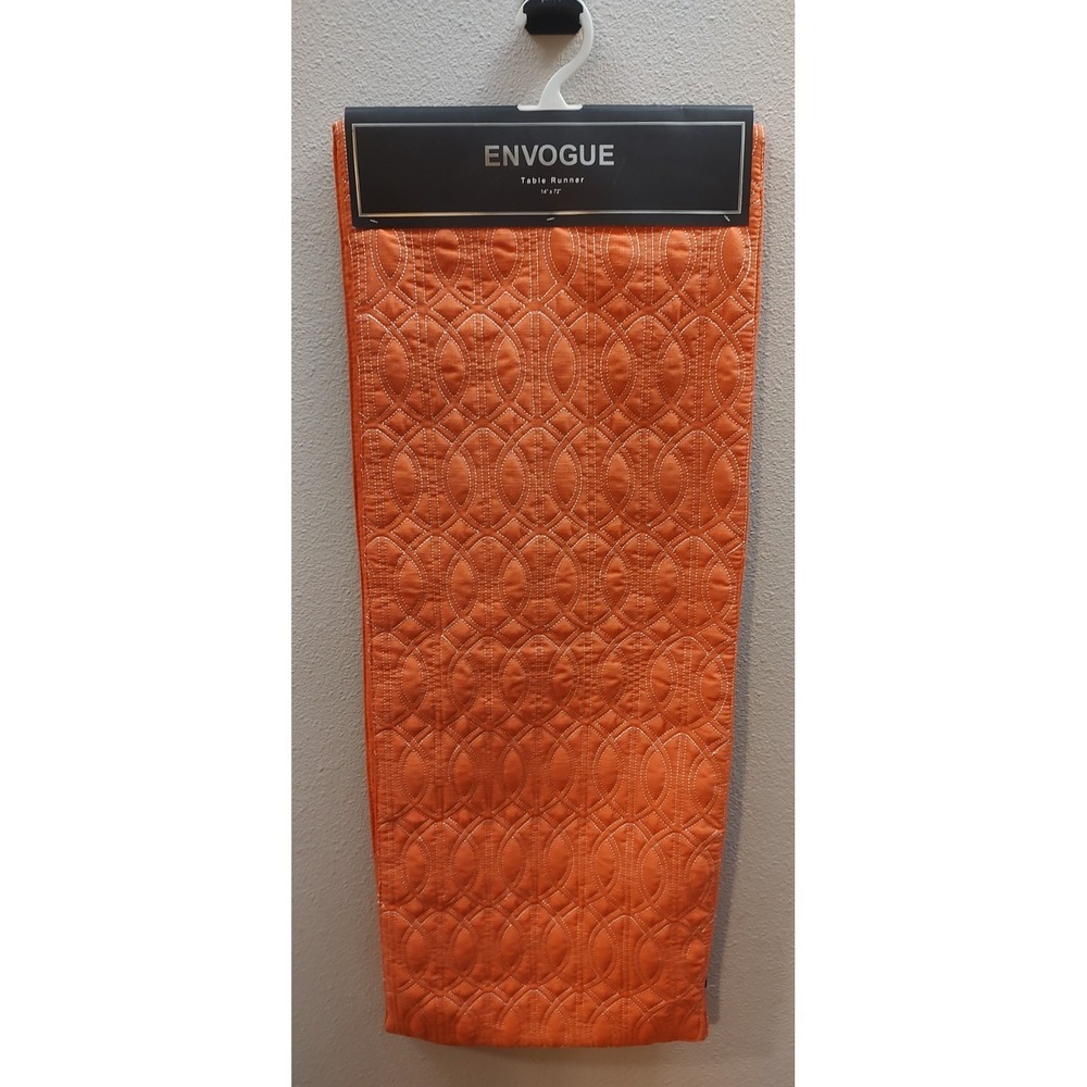NWT Envogue Table Runner 14" x 72" Orange Coral Quilted Fall Spring Versatile